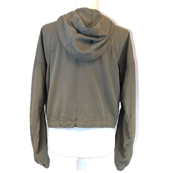 Abercrombie & Fitch | Olive Green Lightweight Crop Hooded Utility Jacket Large - Picture 4 of 15